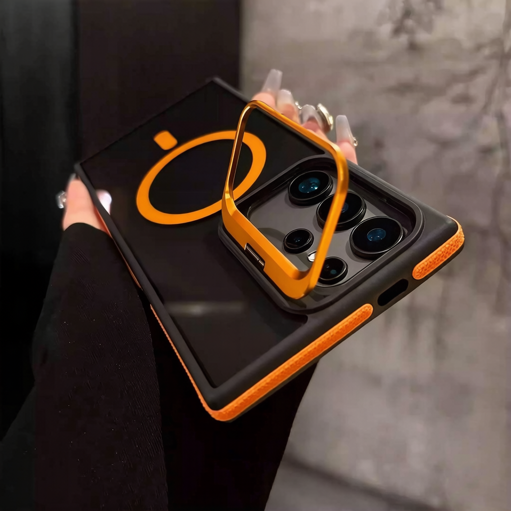 創殼者 対応機種：Samsung Galaxy S22〜S26 Ultra スマホケース 滑り止め マグネット レンズプロテクター付き 透明ブラック 高級感 ニッチ新作 個性 軽奢華 人気モデル