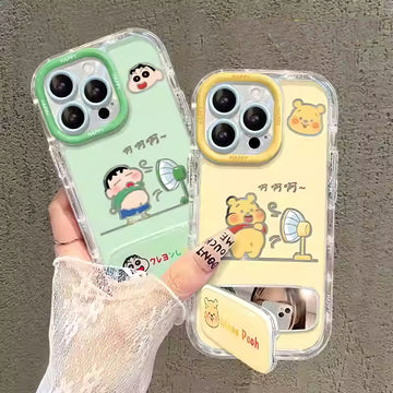 プーさんが扇風機で涼むデザイン iPhoneケース