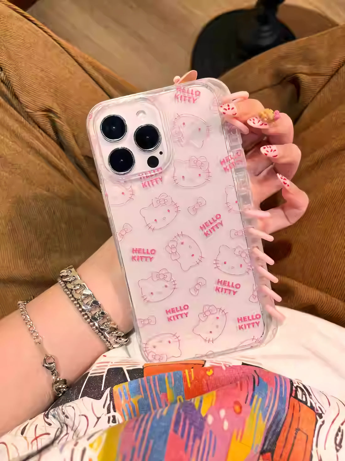 雪の結晶と雪だるま、ハローキティ ノートパソコン型 折りたたみ スマホケース スタンド付き iPhone用 隠しスタンド 女子向け 高見え かわいい