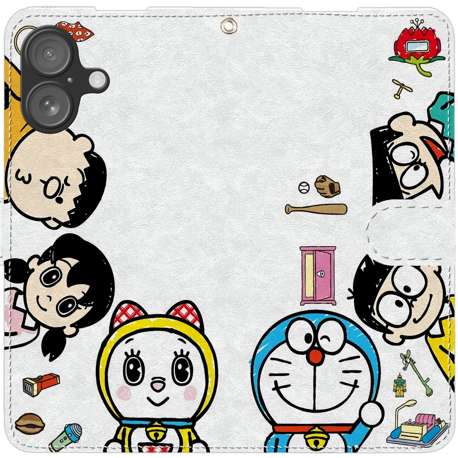 Doraemon iPhone smartphone case, wallet style, compatible with all iPhone models