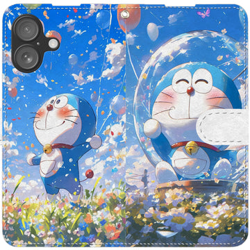 Doraemon iPhone smartphone case, wallet style, compatible with all iPhone models