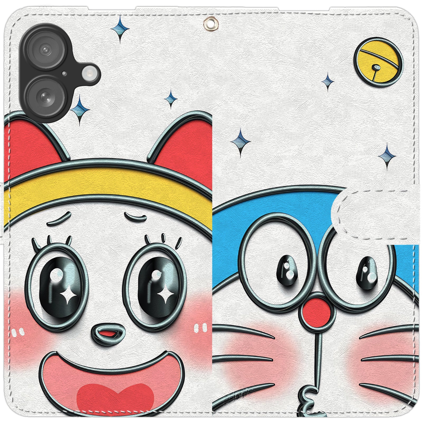 Doraemon iPhone smartphone case, wallet style, compatible with all iPhone models