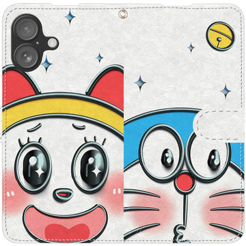 Doraemon iPhone smartphone case, wallet style, compatible with all iPhone models