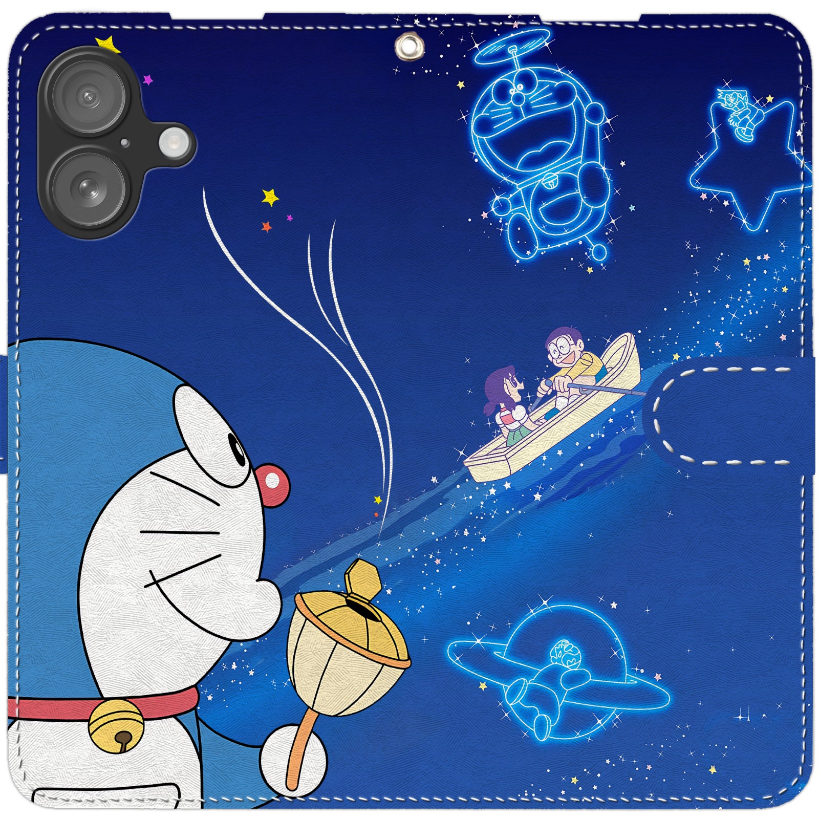 Doraemon iPhone smartphone case, wallet style, compatible with all iPhone models