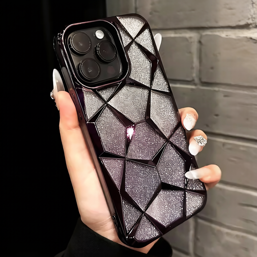 iPhone 17対応 新作 スマホケース エアバッグ 立体菱型押し グラデーションシリコン 高級感